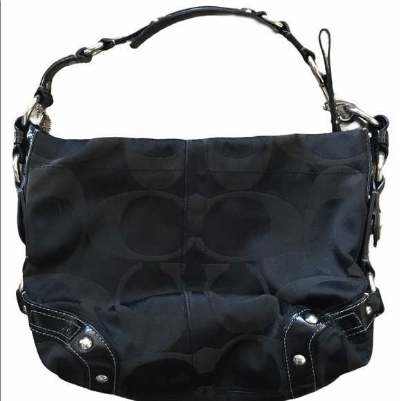 Coach Handbags - Coach Signature C Sateen Carly Purse Black Fabric